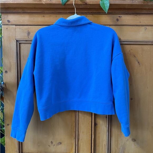 Under Armour Women's Blue long sleeve half zip Sweater cropped boxy fit - Picture 4 of 5